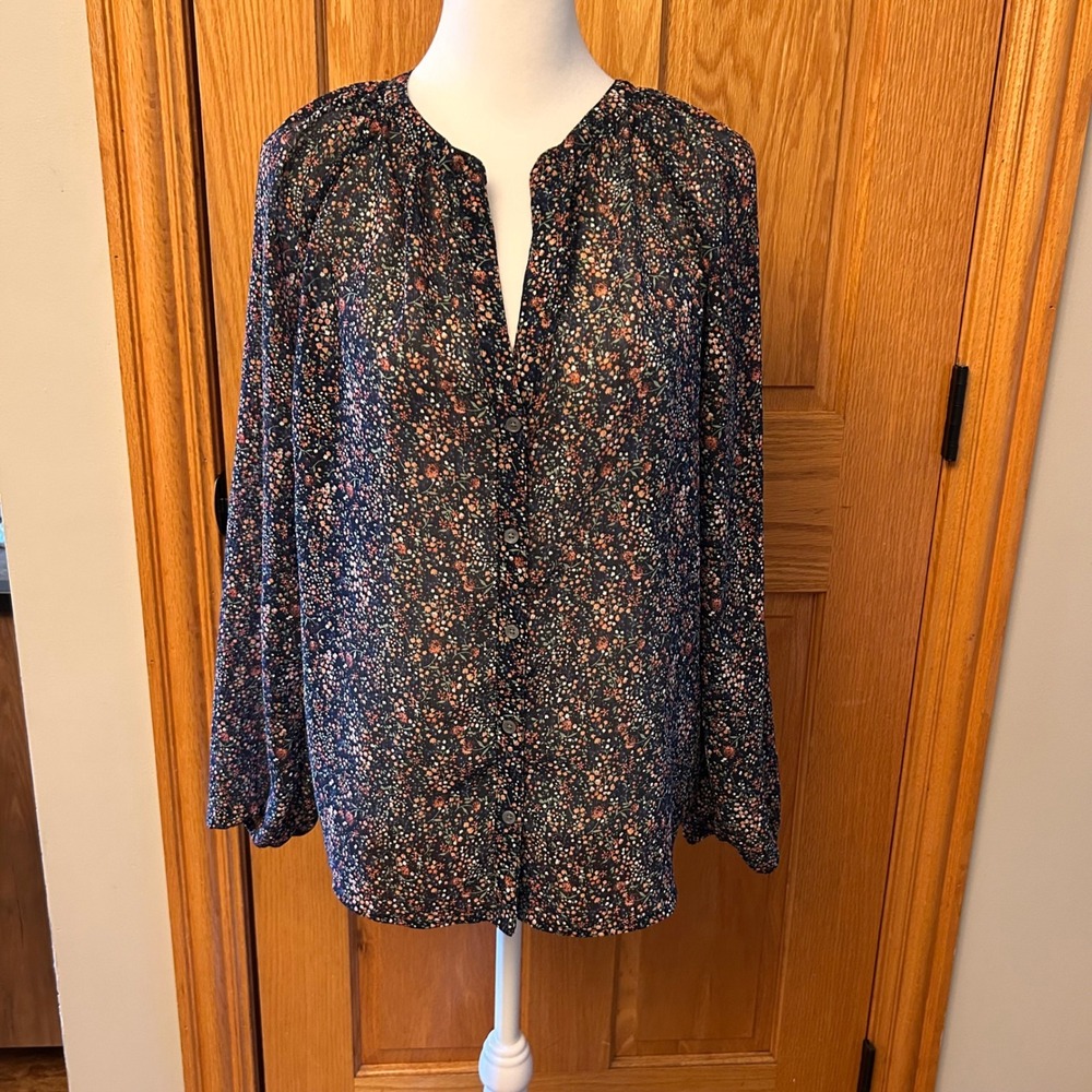 J Crew Mercantile Womens Floral Print Blouse Size M Long Sleeve Button Up